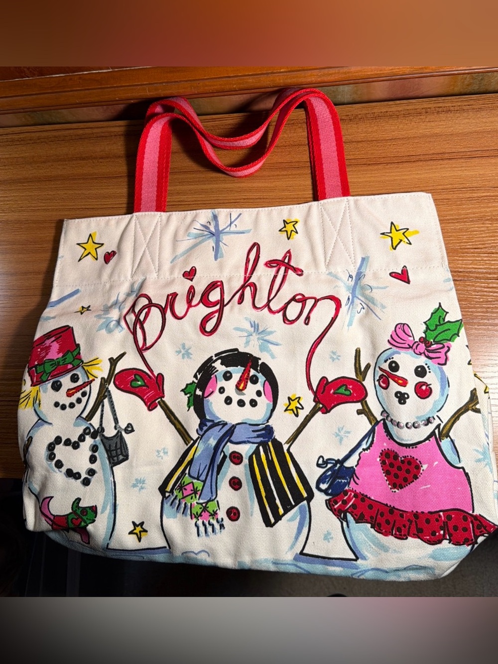 Brighton Bag Snow Day Tote Snowman Happy Holidays Christmas Winter 100% Cotton